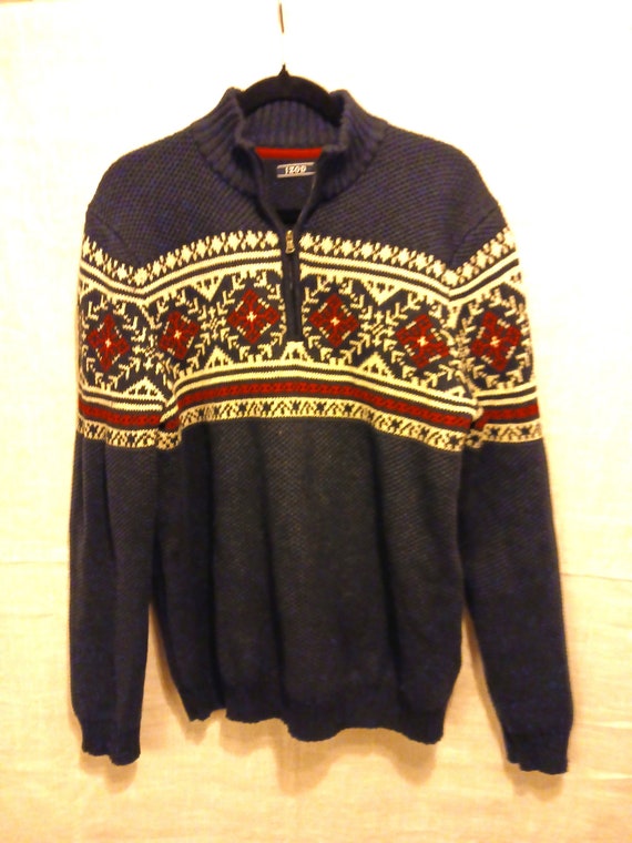 Vintage Izod Nordic Pullover Cotton Fair Isle Sweater Alpine Sweater L. Etsy Canada