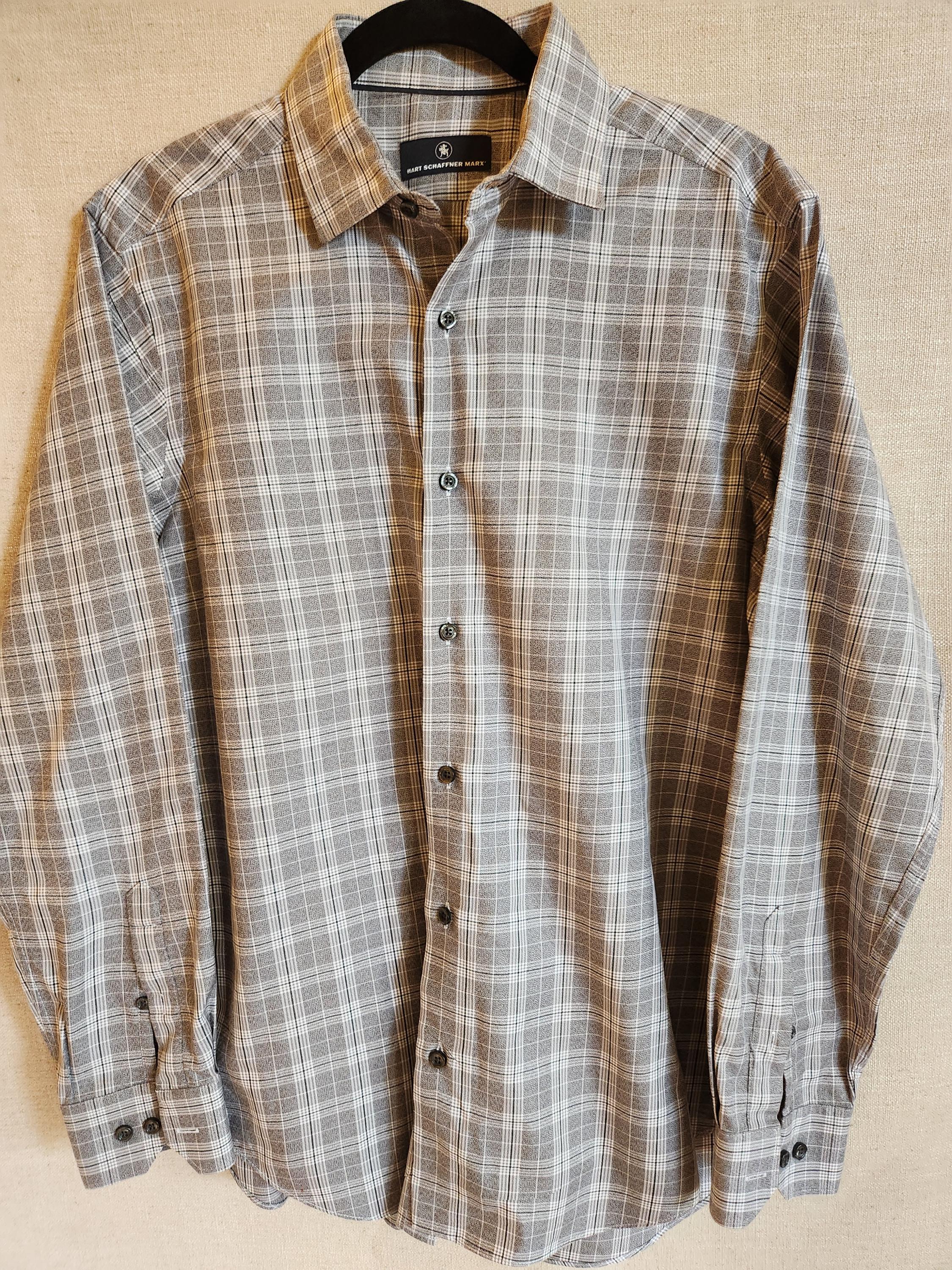 Vintage 90's Hart Schaffner Marx Gray Plaid Button Front Shirt Sz M. - Etsy Vintage 90's Hart Schaffner Marx Gray Plaid Button Front Shirt Sz M. - Etsy