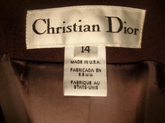Christian Dior Brown Vintage Velvet Trimmed Wool … - image 5