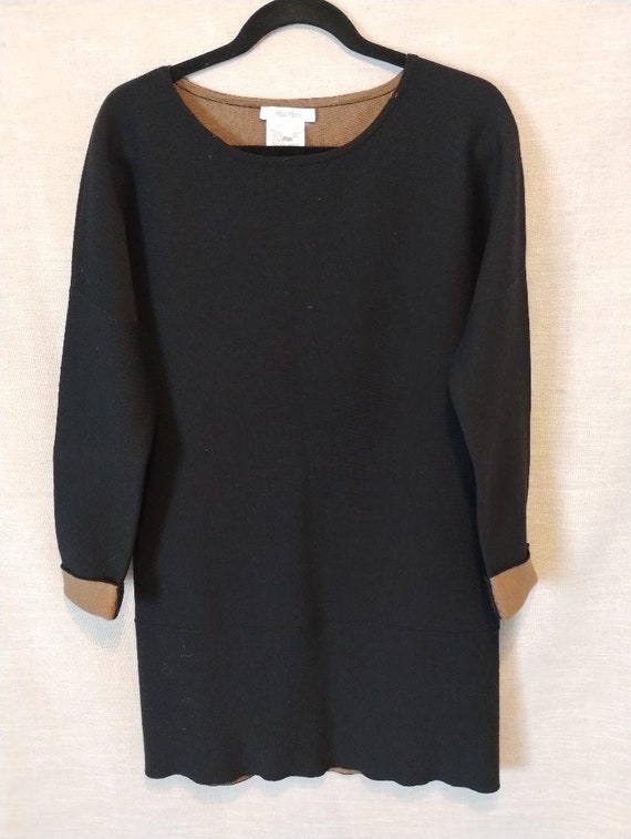 Max Mara, Vintage Max Mara Wool Blend Scoop Neck Pullover Tunic Sweater Sz M