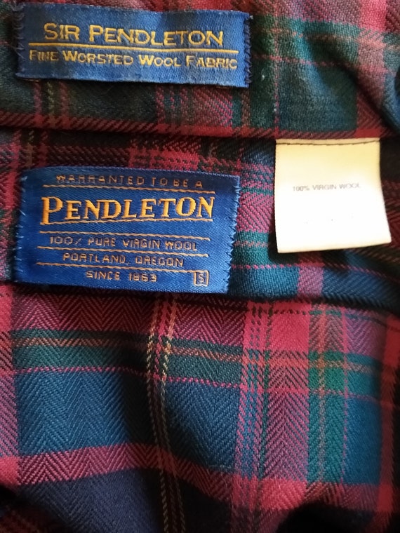 Vintage Sir Pendleton 100% Wool Plaid Shirt Sz S - image 3