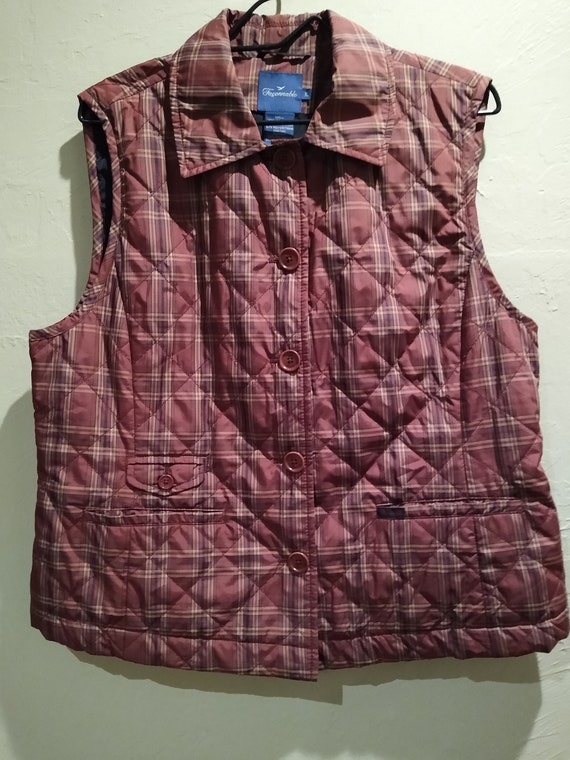 Façonnable, Vintage NWOT Faconnable Women's Quilted Plaid Vest Sz X