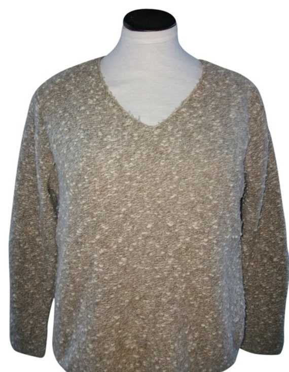 Vintage Late 90's Eileen Fisher V-Neck Wool/Nylon… - image 1