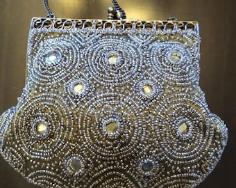 Vintage Beaded Silk Shoulder Bag