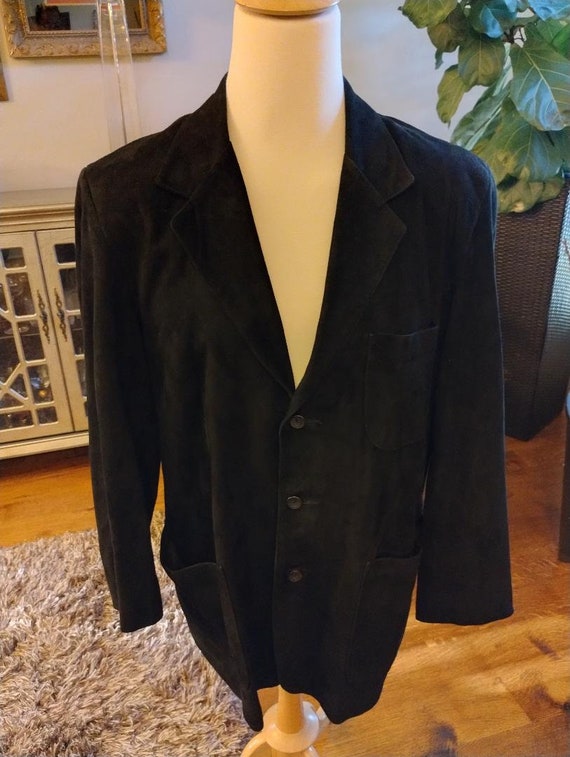 Vintage Jose Luis Men s Black Suede Blazer Sz 42 Etsy Canada