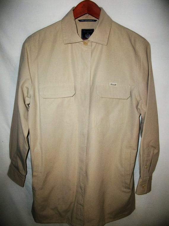 Façonnable, Vintage 90's Façonnable Men's Lightweight Tan Button Front Jacket Sz Sm