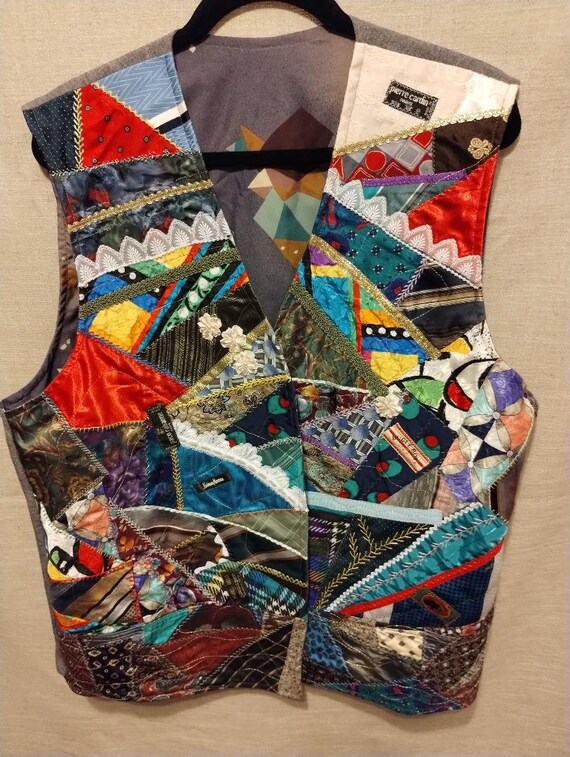 Vintage Patchwork Vest Sz 2XL - image 1