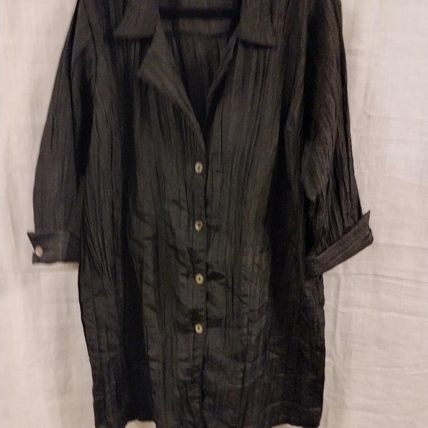 Vintage Kathleen Sommers Crinkled Button Front Duster Sz 1X