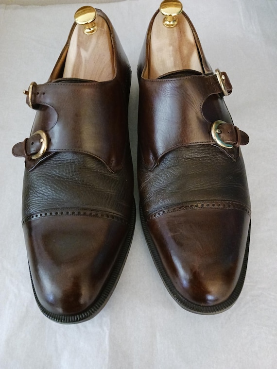 Vintage Mezlan 100% Leather Portofino Monk Strap Shoes Sz 