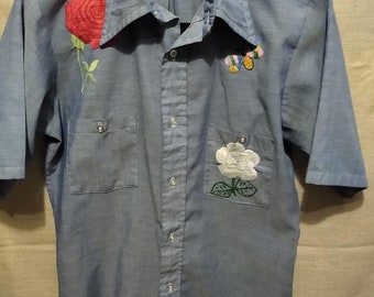 Vintage 60's Bellcraft Embroidered Shirt Sz S