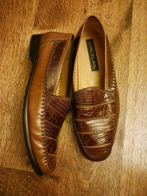 Mezlan Classic Leather and Lizard Skin Exotic Dress Moccasin  display picture 3