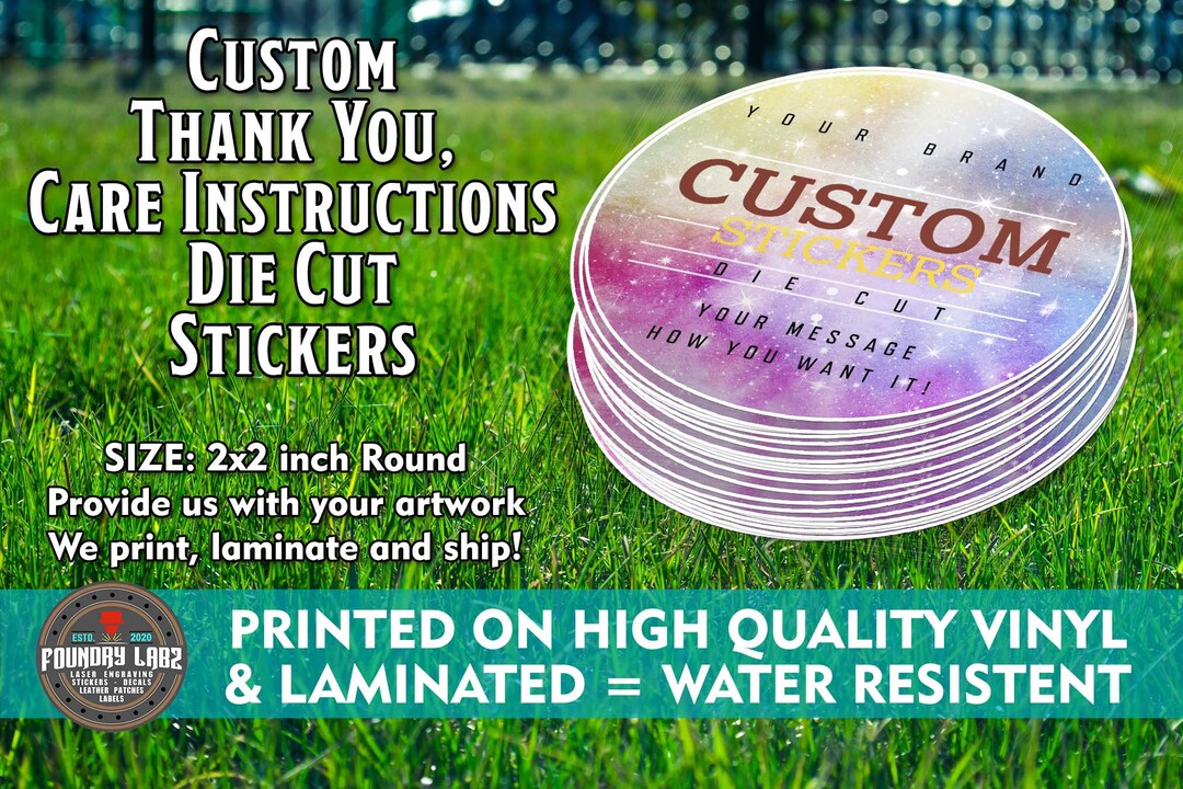 2x2 Inch Round Die Cut Stickers Tumblers Thank You Packaging Gifts