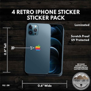 4 Retro Vintage Apple Rainbow Logo Stickers iPhone 14, iPhone 13, iPhone 13 Pro Max iPhone 12 Pro iPhone 11 Pro Max, iPhone 11 Pro, iPhone
