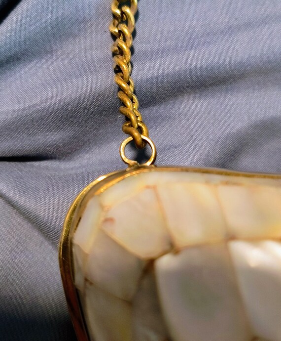 Vintage Mother of Pearl and Brass detail clutch - image 7