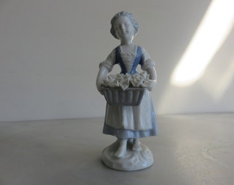 Gerold Porcelain Bavaria West Germany: Young Girl with Basket of Flowers