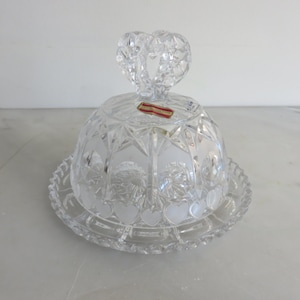 Echt Bleikristall Byrdes pattern,over 24% lead crystal, Handcut, Handpolished, Large cheese ball dish with lid, Hofbauer