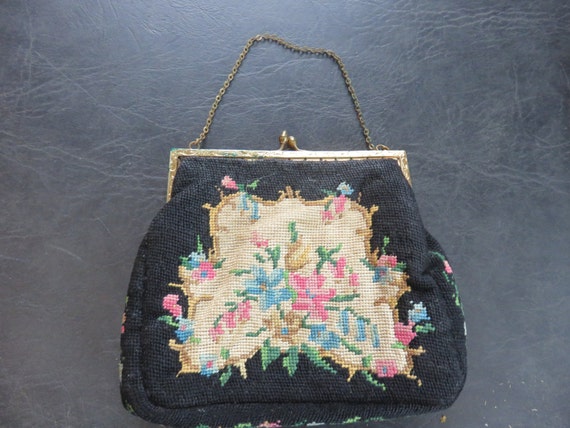 Vintage Petit Point Needlework purse - image 1