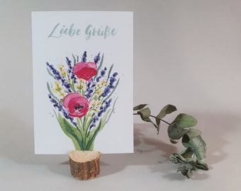 Postkarte - Liebe Grüße Blumenstrauß