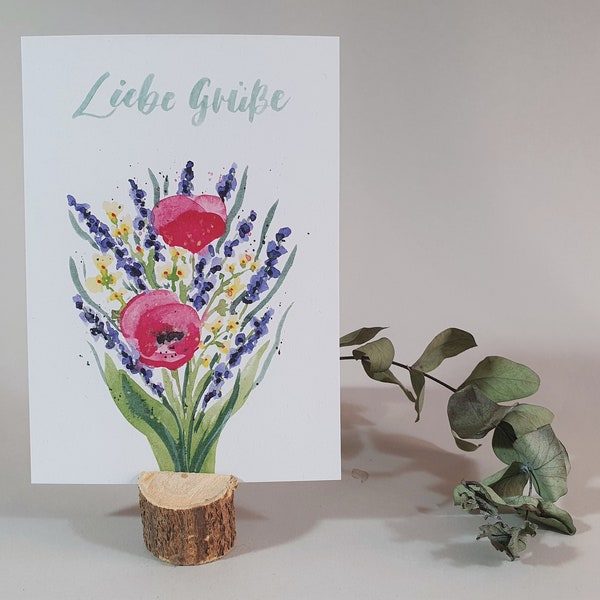 Postkarte - Liebe Grüße Blumenstrauß