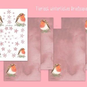 Papelería de invierno con petirrojos - para descargar