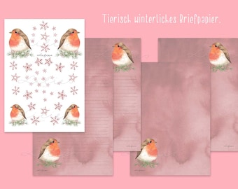 Winter stationery with robins - for download