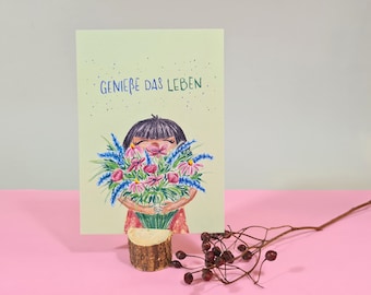 Postcard - Flower Girl - Enjoy Life