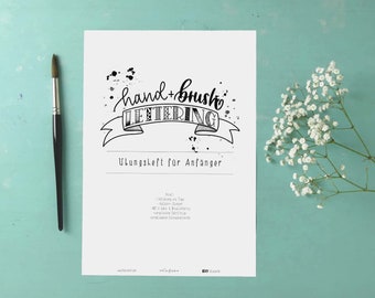 Hand lettering & brush lettering exercise book instruction booklet