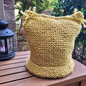 Yellow Gold Autumn Fall Animal Cat Ears Knitted Hat