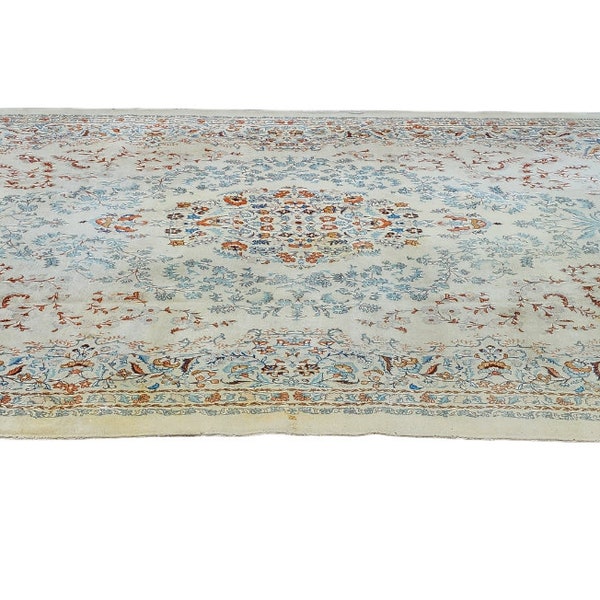 Large Late 20th Century Tan ~ Cream Colored Persian Style Oriental Carpet Rug 130 X 188"