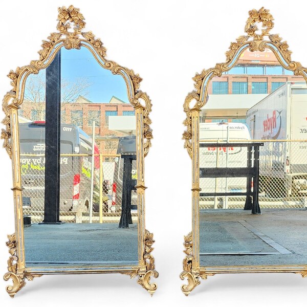 Fine Pair Of La Barge Italian Baroque Gilt Resin Wall Mirrors, c1990s