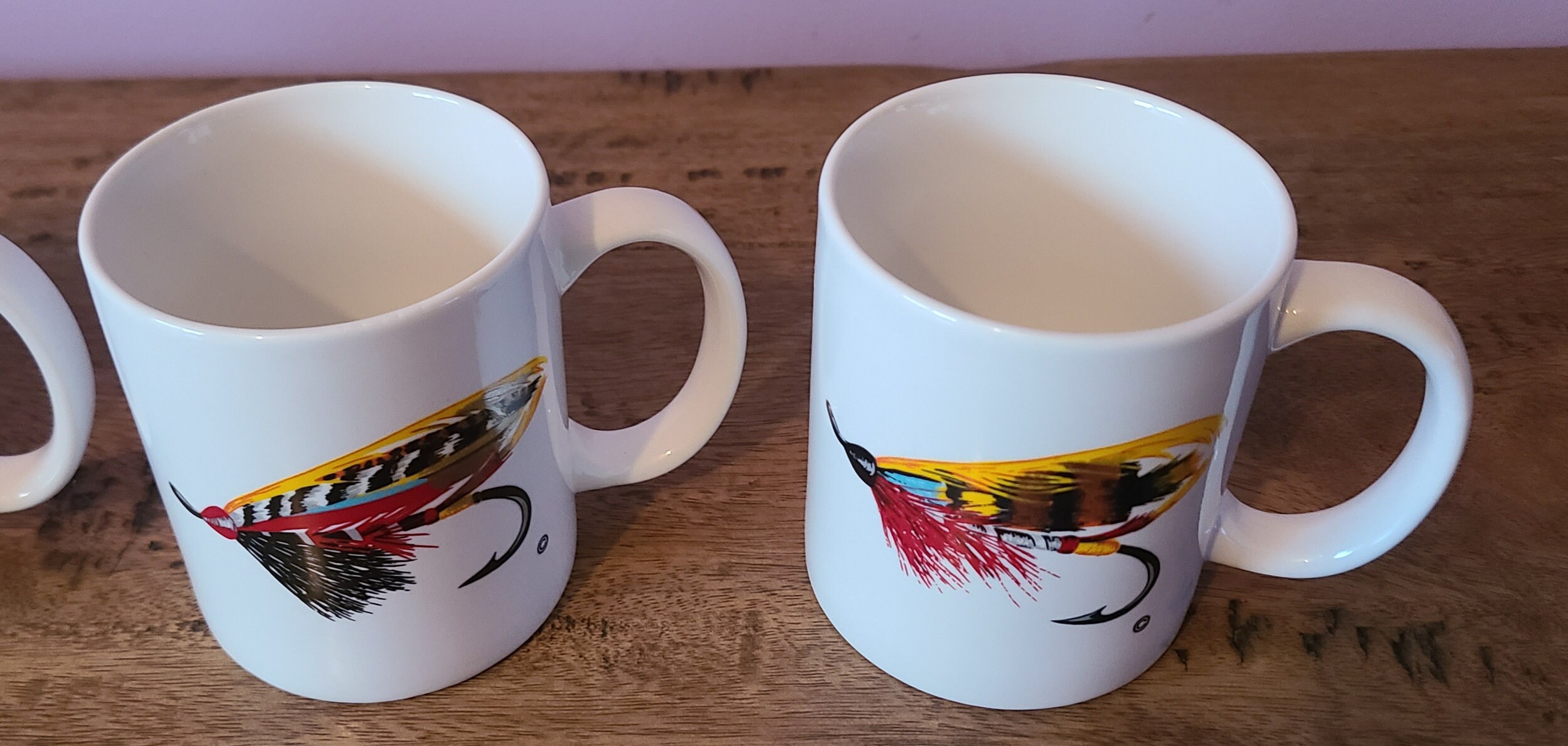 Set of 4 Winnie Staniford Designs Fly Fishing Lure Decorative Ceramic  Coffee Mugs new Old Stock -  New Zealand
