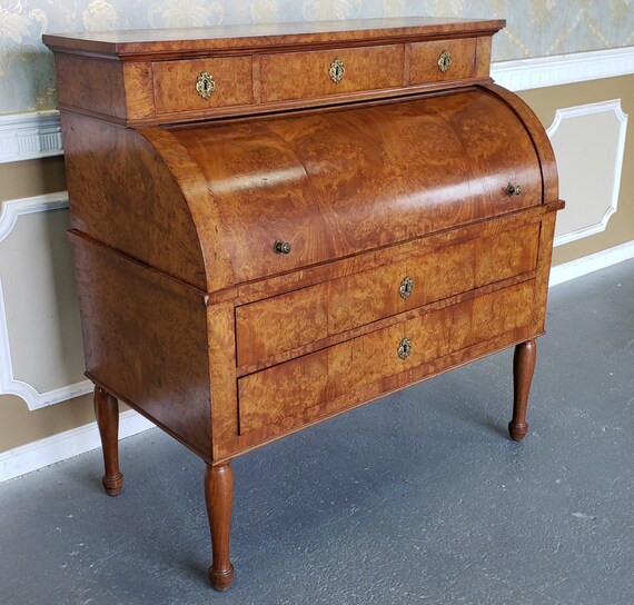 Restored Antique 19th Century Burled Elm Roll Top Cylinder Etsy