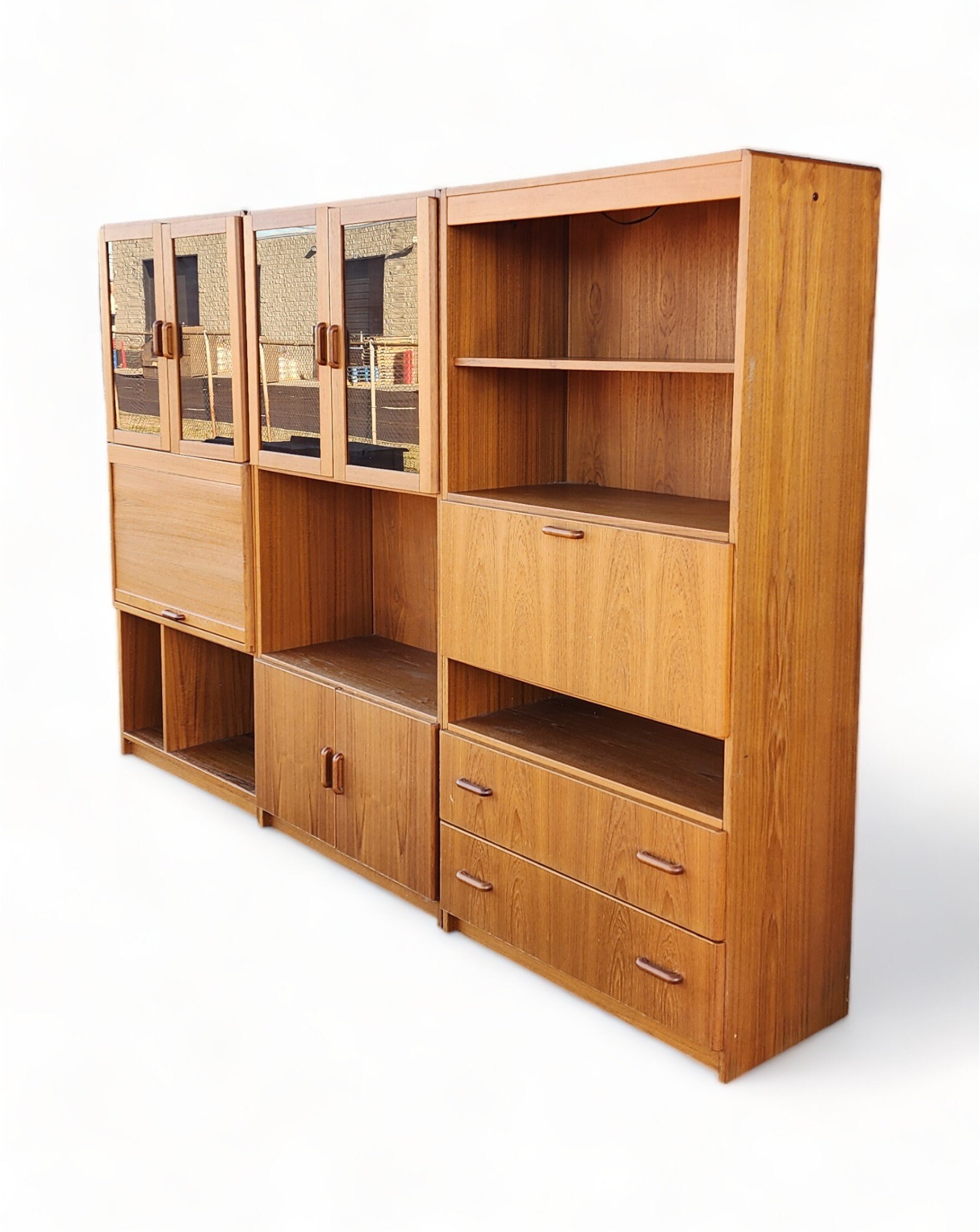 Danish Modern Jesper Furniture Co 3 Piece Teak Sectional Wall Unit