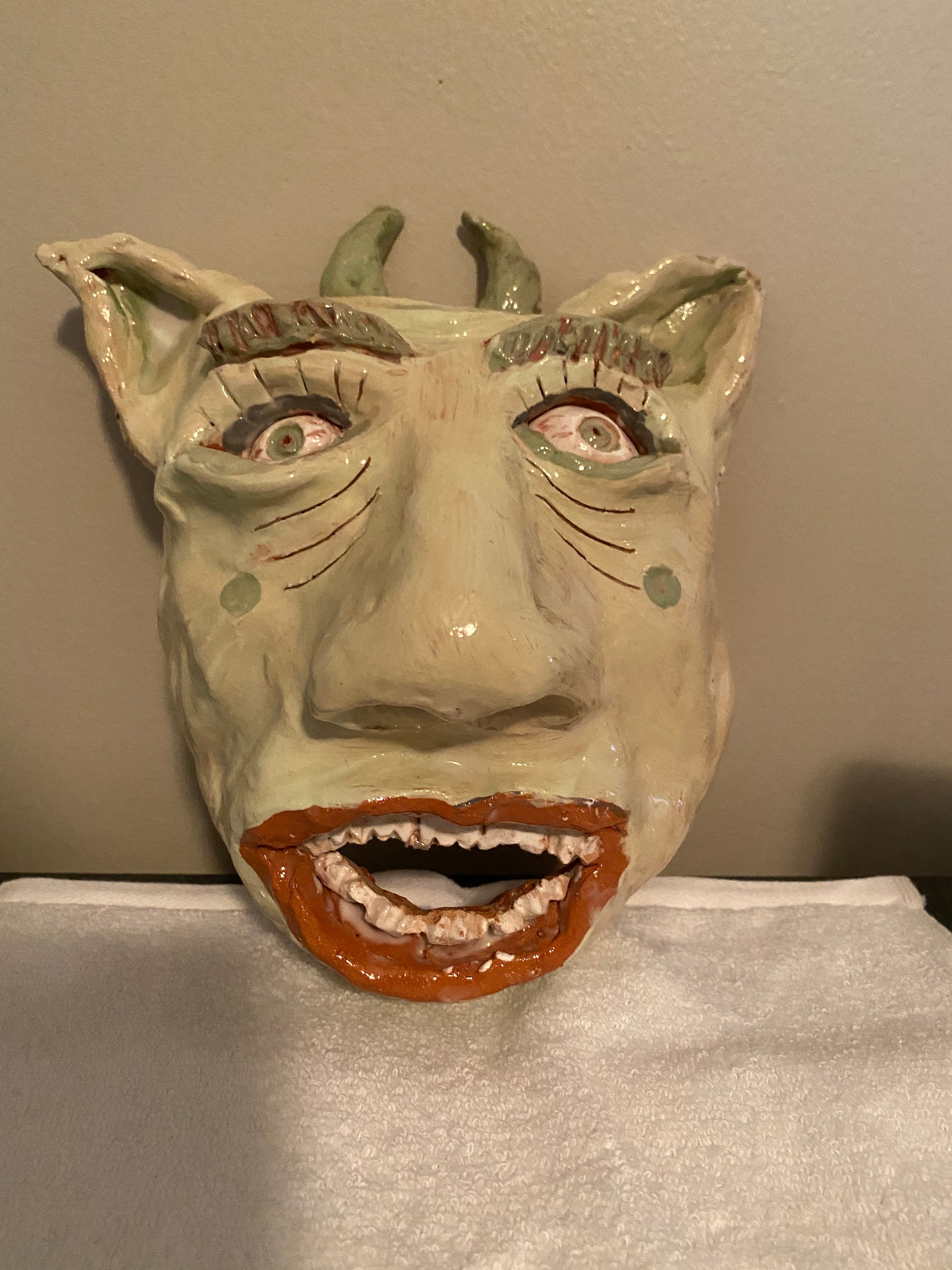 Unique gift Green Ceramic Head Gargoyle Hanging Mask with Etsy
