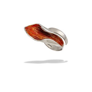 Sterling Silver Ring - Silver Enameled Ring - Enameled Jewelry  - Silver Textured Ring