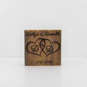 Engraved Barnwood Wedding Centerpiece: Rustic Heart Initials Decor