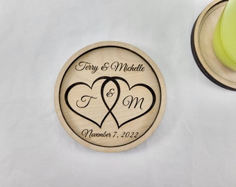 Heart Wedding Coasters Custom engraved bridal shower gift anniversary