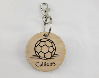 Personalized Soccer Bag Tag: Laser Engraved Keychain