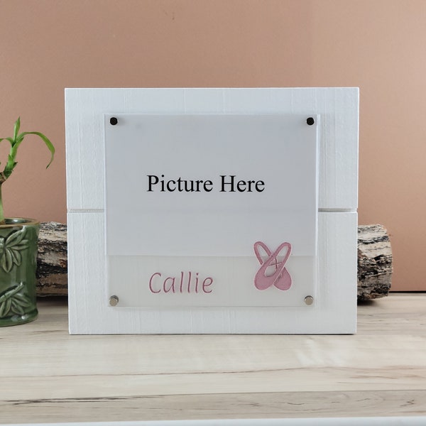 Dance 5x7 Picture Frame, ballet shoes, white, farmhouse decor, rustic, country decor, framed wall, custom made, easy change out frame