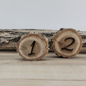 wedding table numbers, wood slice set, log numbers, centerpiece, country, farmhouse, party, log slices rustic engraved custom personalized