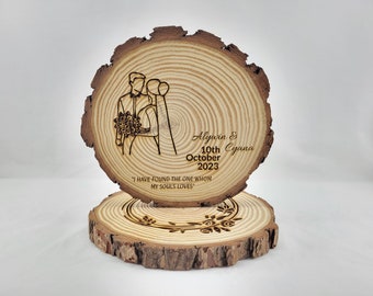 I have found the one whom my soul loves Bride and Groom cake topper wood slice centerpiece wedding