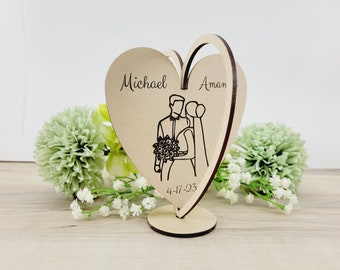 cake topper, wedding decor, table decor, centerpiece, personalized, bride and groom, wedding center piece, hearts, custom made,