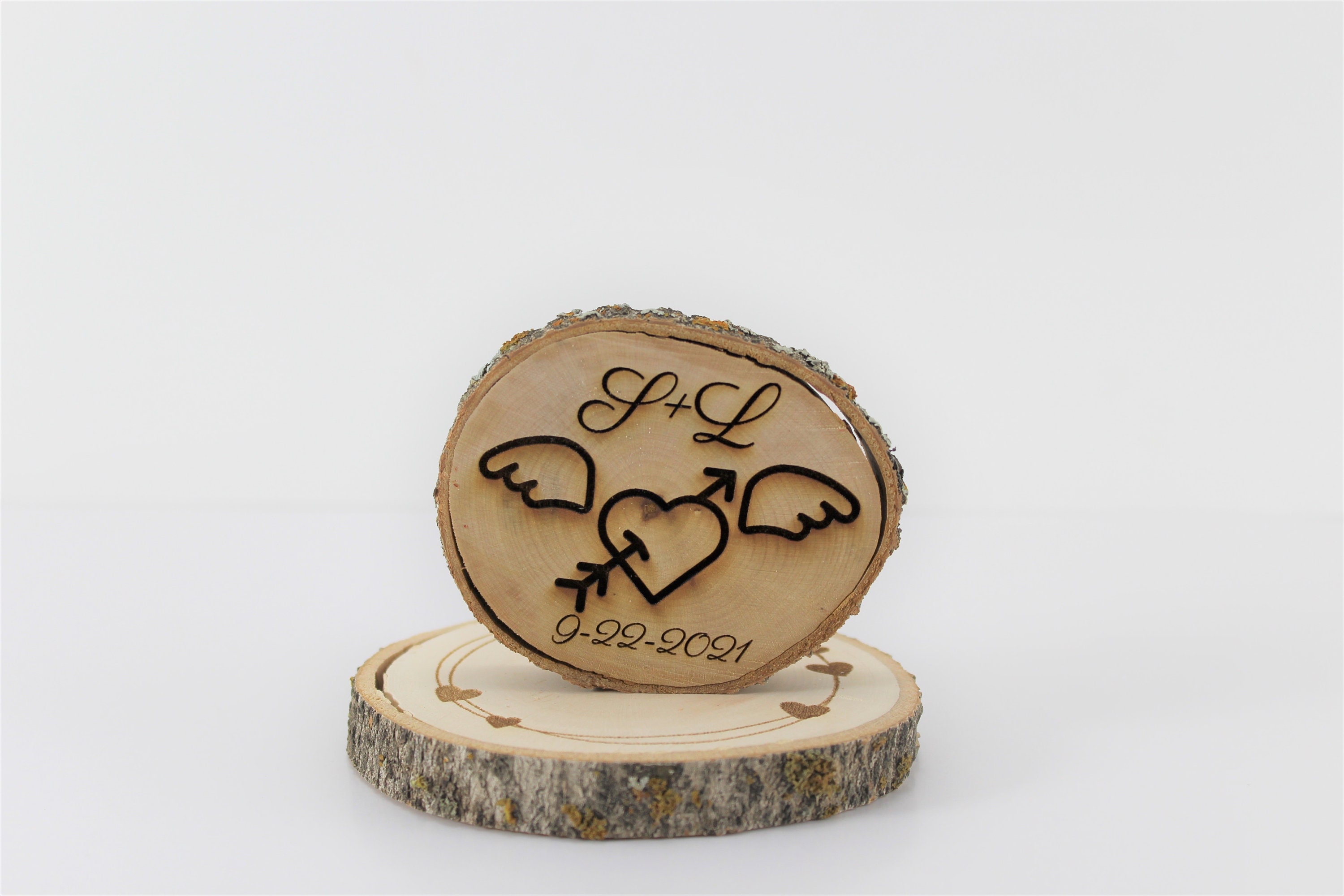 wood slices rustic wedding centerpiece farmhouse hearts rustic engraved personalized custom wood slices wedding decor log