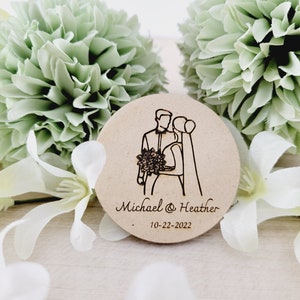 Personalized Wedding Favor Tags: Rustic Wood, Bride & Groom