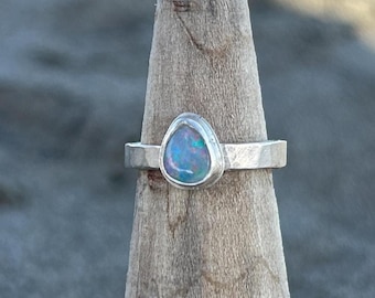 Anillo de ópalo australiano Boulder, joyería apilable de plata de ley 925, talla 5 de EE. UU.