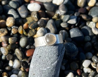 Handmade California Agate Ring: Chunky Sterling Silver Statement Ring, US Size 8