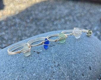 Custom Sea Glass Ring: 14K Gold Fill Wire Wrapped Handmade Jewelry