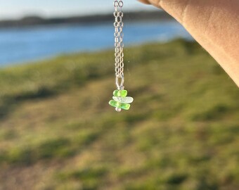 Stacked Sea Glass Necklace, 925 Sterling Silver Beach Jewelry, Mermaid Choker