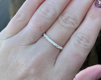 Braided Sterling Silver Ring: Minimalist 925 Ring Band