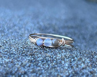 Custom Botswana Agate Ring: 14k Gold Fill, Minimalist Jewelry